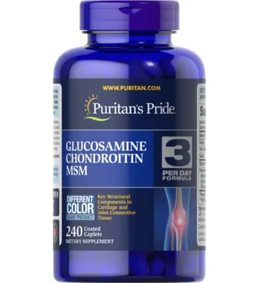 Glucosamina e Condroitina com MSM, 1500mg, 240 Cápsulas, Puritan's Pride