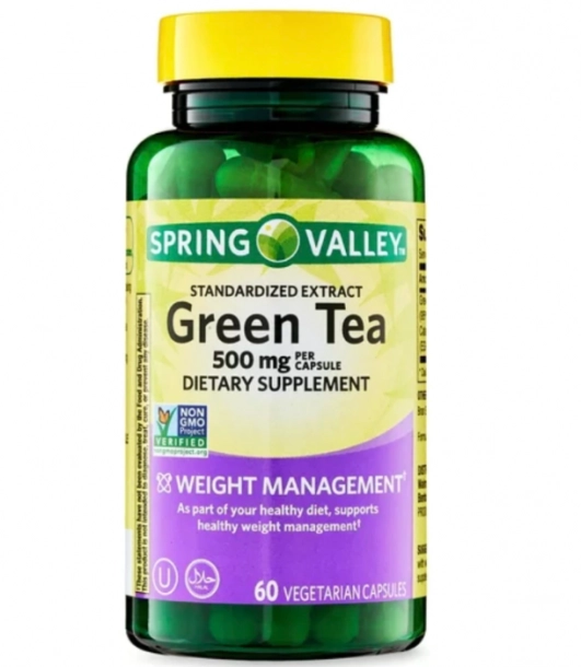 Green Tea, Extrato de Chá Verde 500mg, 60 Cápsulas, Spring Valley