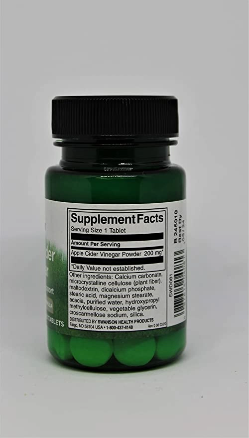 Apple Cider Vinegar (Vinagre de Maçã) 30 Tablets, de força dupla 200mg, Swanson