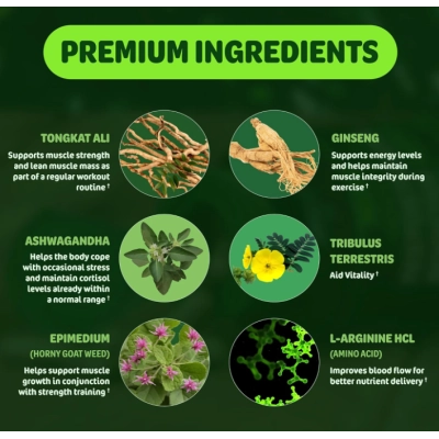 Testosterone Booster, Potencializador de Testosterona Masculina, 60 Cápsulas, Sladak Naturals ㅤ