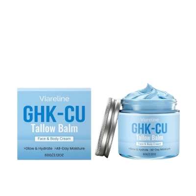 GHK-Cu Tallow Balm, Creme Facial e Corporal com Peptídeos de Cobre, 60g, Viareline