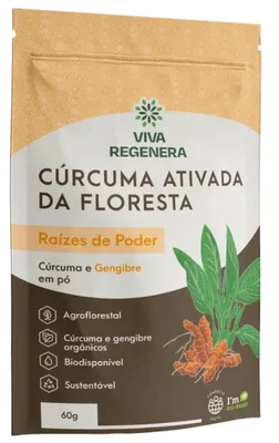 Cúrcuma Ativada da Floresta com Gengibre, 60g, Viva Regenera