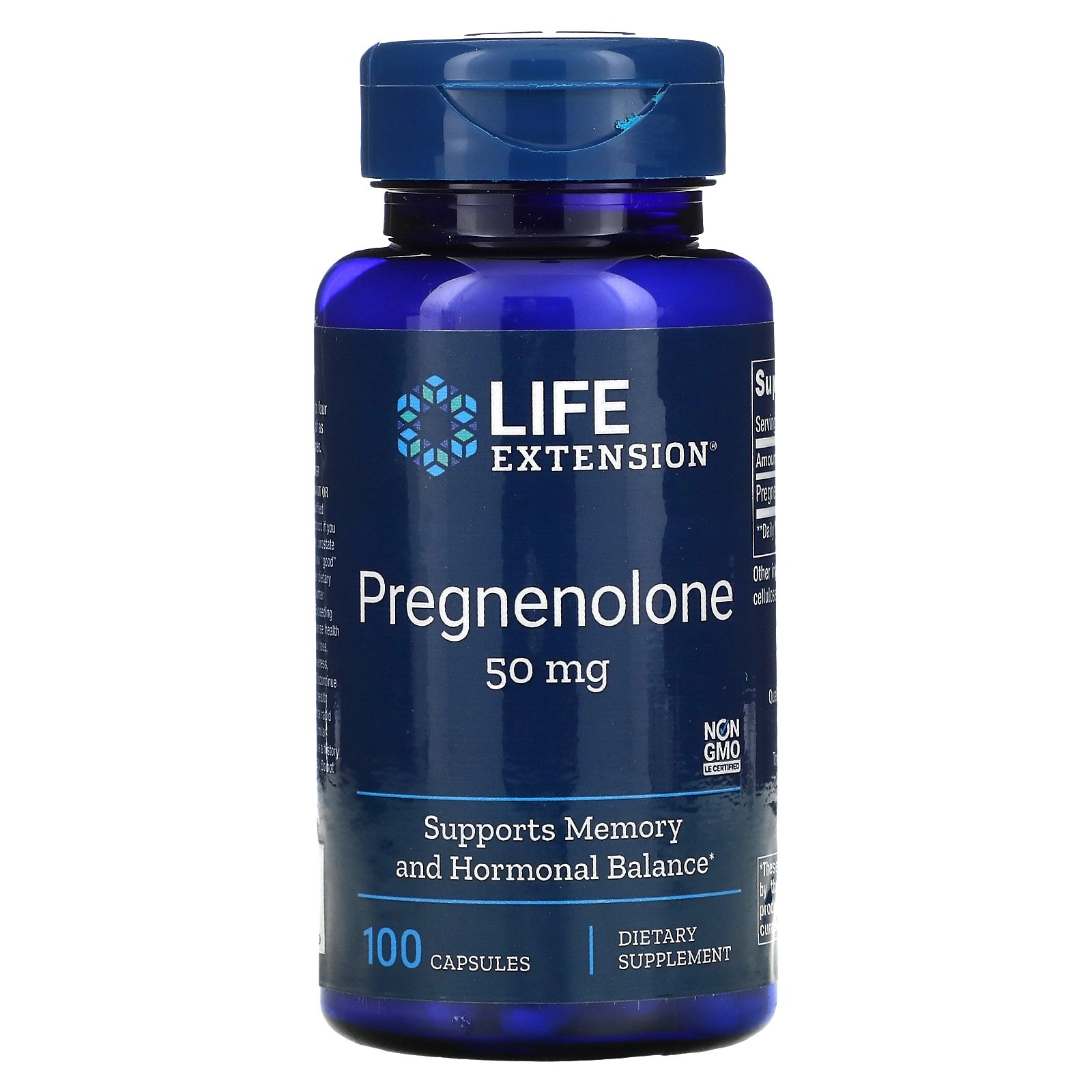 Pregnenolone, 50mg, 100 cápsulas, Life Extension