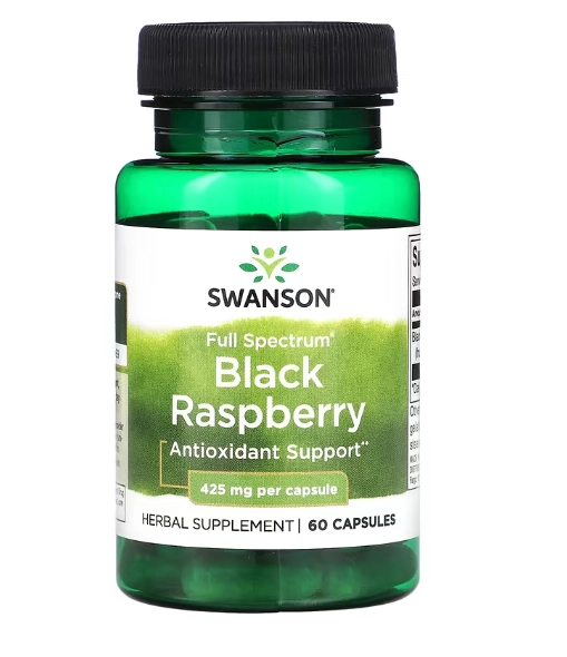 Black Raspberry,  Framboesa Preta, 425mg, 60 Cápsulas, Swanson