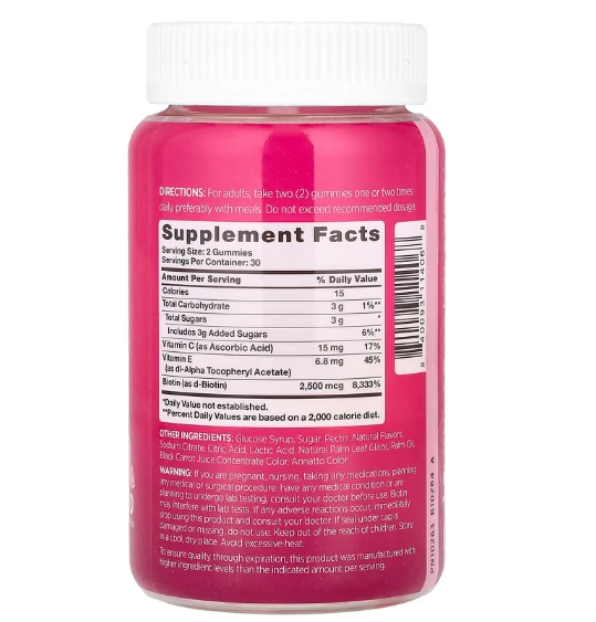 Biotina Beauty, 60 Gomas Sabor Frutas Naturais, Pink