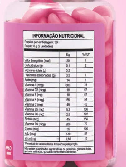 Gummy Hair, Cabelo, Pele e Unha, 60 Gomas Sabor Melancia, 180g