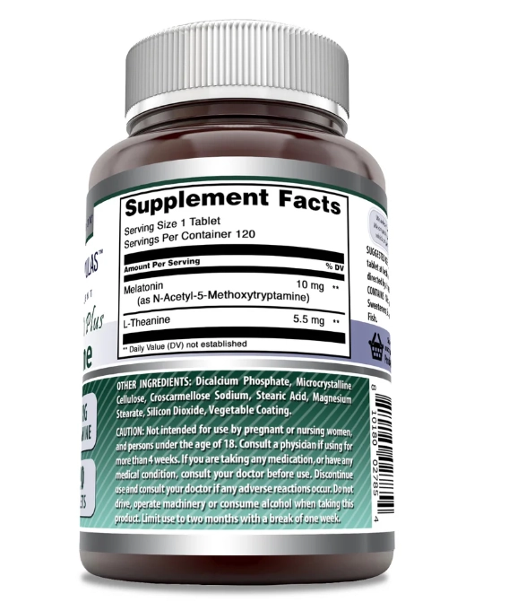 Melatonina 10mg Com L-Teanina 5.5mg, 120 Comprimidos, Amazing Formulas