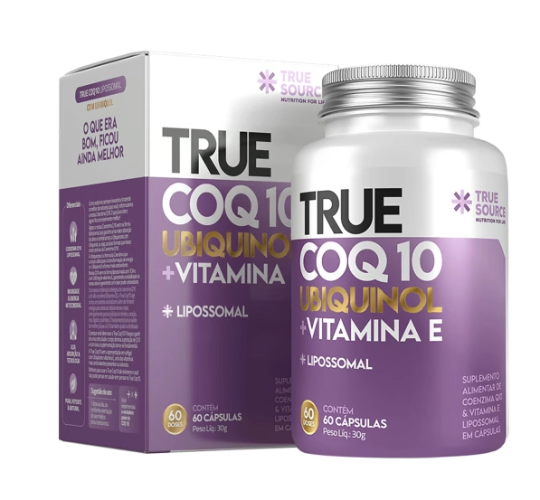 True Coenzima Q10 100mg, Lipossomal + Ubiquinol, 60 Capsulas, True Source