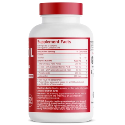 Óleo de Krill Antártico 1000mg, 180 Cápsulas, Bronson