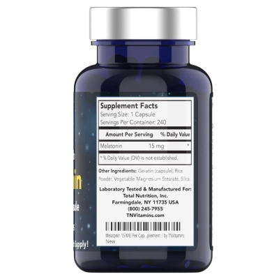 Melatonina 15mg, 240 Cápsulas, Tnvitamins