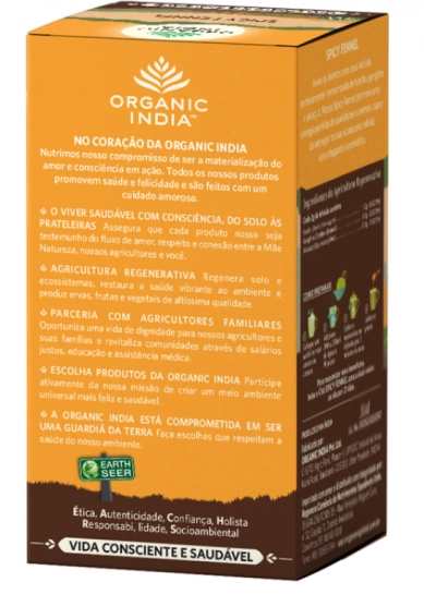 Chá Spicy Fennel, 25 Sachês, Organic India