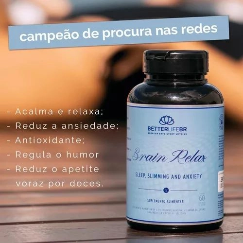 Brain Relax, com L-triptofano, B3 e B6, 60 Cápsulas, Betterlife