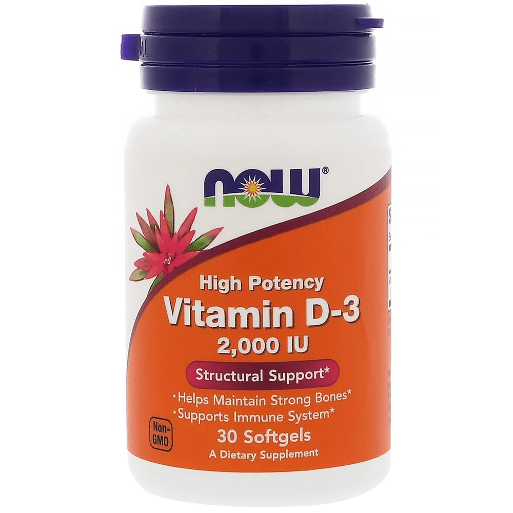 Vitamin D3 2,000 I, 30 Cápsulas em Gel, Now