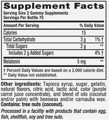 Melatonina 5mg, 150 Gomas Sabor Blackberry, Vitafusion