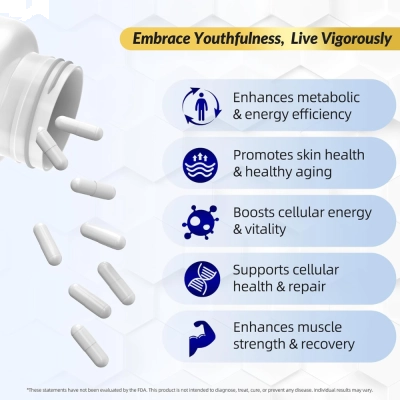 NMN 1000mg, Energia, Disposição e Vitalidade no Dia a Dia, 60 Cápsulas, iHealth