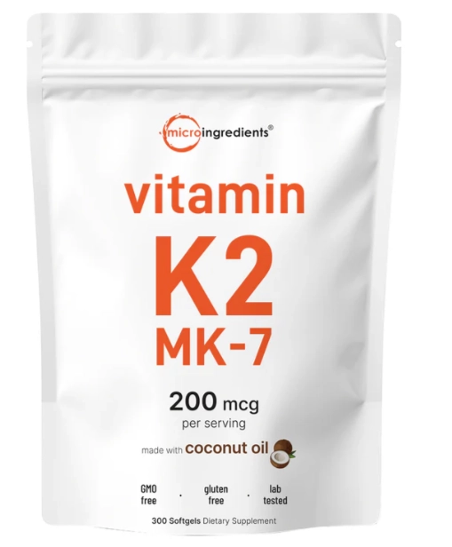Vitamina K2 Mk-7 200mg, 300 Cápsulas, Micro Ingredients