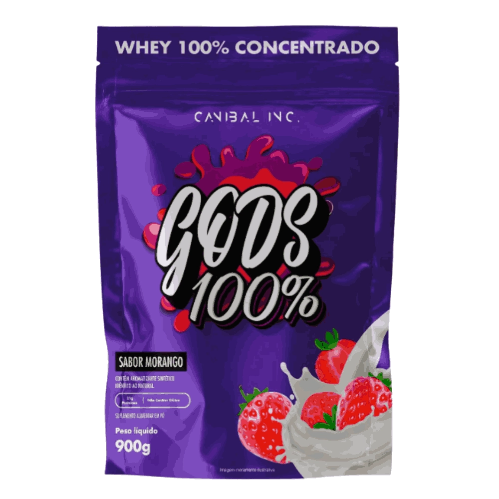 Whey Protein 100% Concentrado Gods 900g, Sabores – Canibal Inc