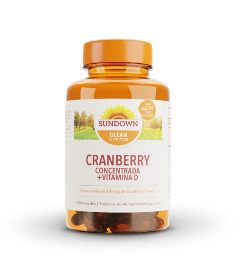 Cranberry Concentrada 8.400mg + Vitamina D, 150 Capsulas, Sundown