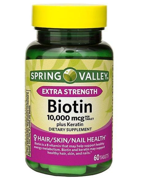 Biotina 10.000mcg, Com Queratina Extra Strength Plus, 60 Comprimidos, Spring Valley