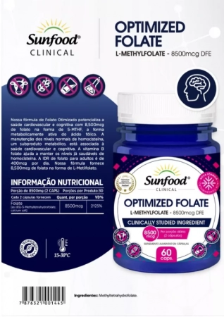 Optimized Folate, 8500mcg, 60 Cápsulas, Sunfood