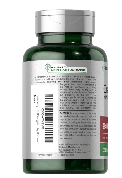 Cranberry Com Vitamina C, 8400mg, 200 cápsulas, Horbaach
