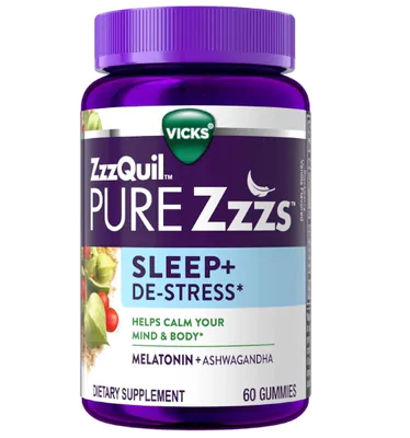 Melatonina ZzzQuil  2mg Com Ashwagandha, 60 Gomas, Vicks