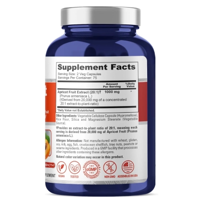  Apricot Fruit 20,000mg 150 Cápsulas Veganas, NusaPure