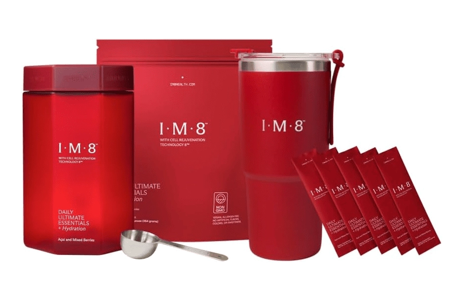 kit IM8 Daily Ultimate Essentials, Multivitamínico Multifuncional, 30 porções, Com Colher medidora e copo incluídos
