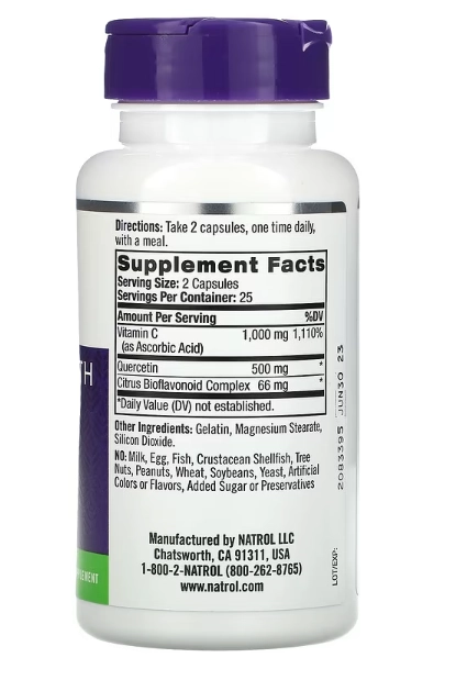 Complexo de Quercetina, 500mg, 50 Cápsulas, Natrol