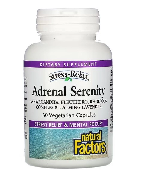 Estresse Relaxamento, Serenidade Adrenal, 60 Cápsulas,  Natural Factors