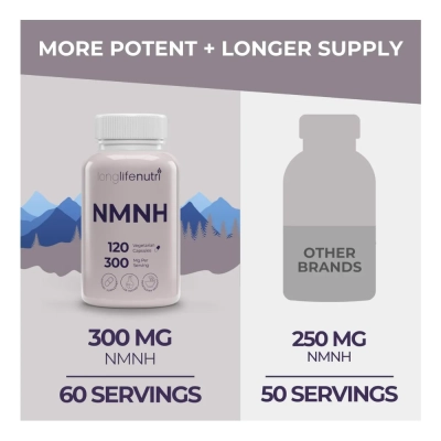 NMNH 300mg, 120 Cápsulas, Long Life Nutri