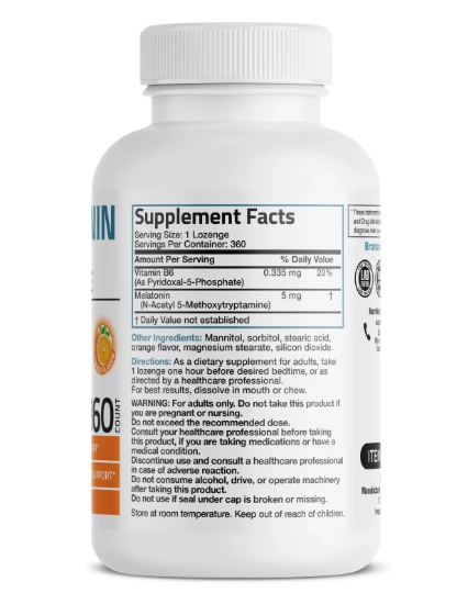 Melatonina 5mg, 360 Comprimidos Sublinguais Sabor Laranja, Bronson