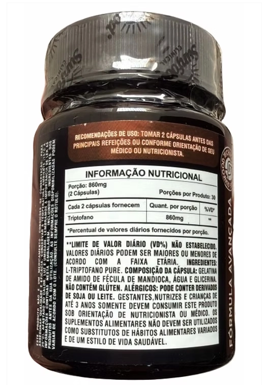  L-Triptofano Pure 860mg, 60 Cápsulas, Sunfood