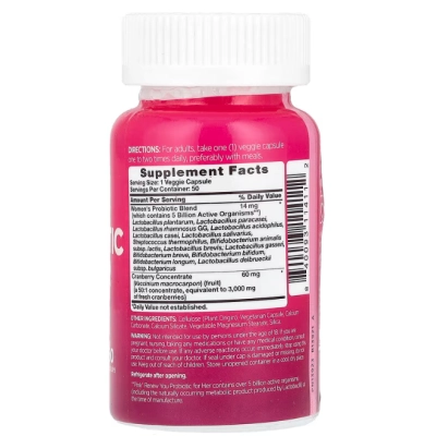Probiotic for Her +Cranberry, Probiótico para Mulheres, 50 Cápsulas, Pink