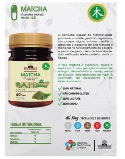 Matcha, 60 Capsulas, Folhas e Raízes