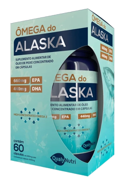 Ômega do Alaska, EPA 660mg, DHA 440mg, 60 cápsulas, Qualynutri