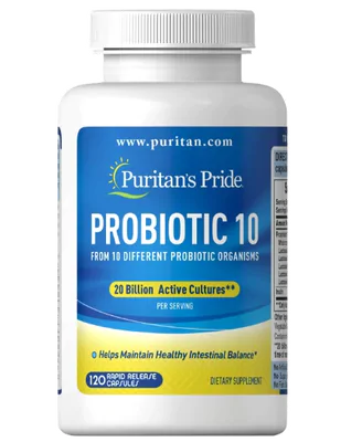Probiótico 10 Billion, 120 Capsulas, Puritans Pride