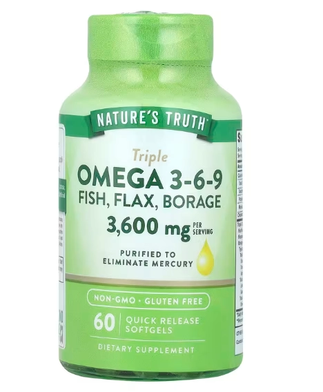Triplo Ômega 3-6-9, 3.600mg, 60 Cápsulas, Nature's Truth