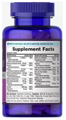 Multivitamínico Diário para Mulheres, 100 Cápsulas, Puritans Pride