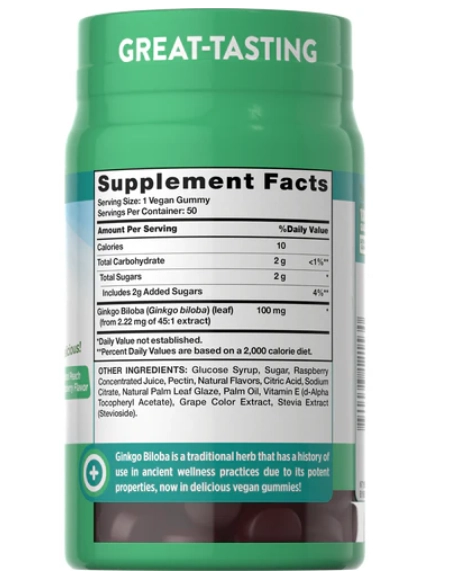 Ginkgo Biloba 100mg, 50 gomas sabor Pêssego, Nature's Truth