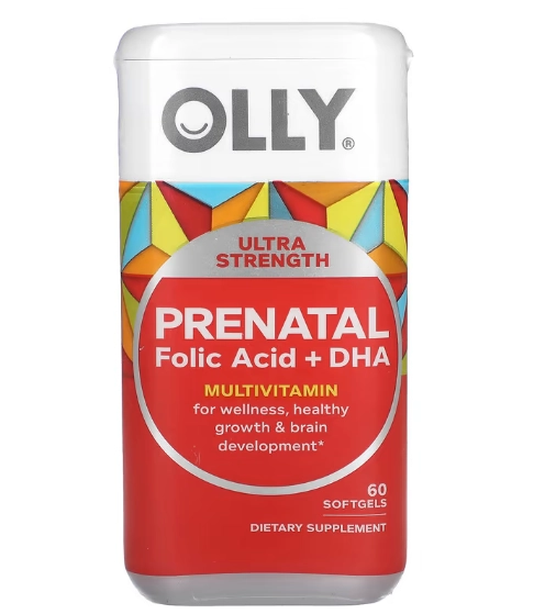 Vitaminas Pré Natal, Com Ácido Fólico + DHA, 60 Cápsulas, OLLY
