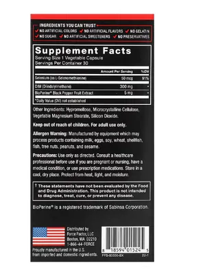 DIM Diindolylmethane, 300mg, 30 Cápsulas, Force Factor