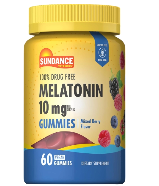Melatonina  10mg, 60 Gomas Sabor frutas Silvestre, Sundance