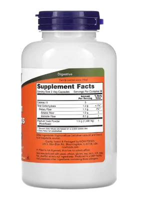 Psyllium Hush Caps, 500mg, 200 cápsulas, Now