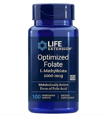 Folato Otimizado, 1000mcg, 100 Comprimidos, Life Extension