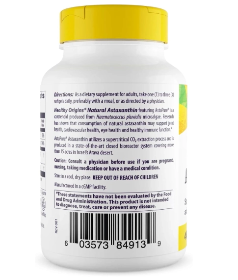 Astaxanthin 4mg AstaPure, 150 Cápsulas, Healthy Origins