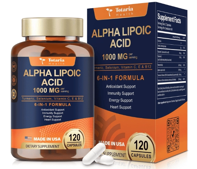 Ácido Alfa Lipoico, 1000mg, 120 Capsulas, Totaria Health