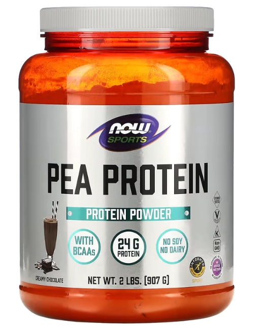Pea Protein, Proteína de Ervilha, 907g Sabor Chocolate Cremoso, Now