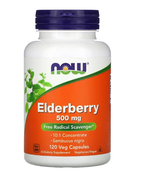 Elderberry, Sabugueiro 500mg, 120 Cápsulas, Now