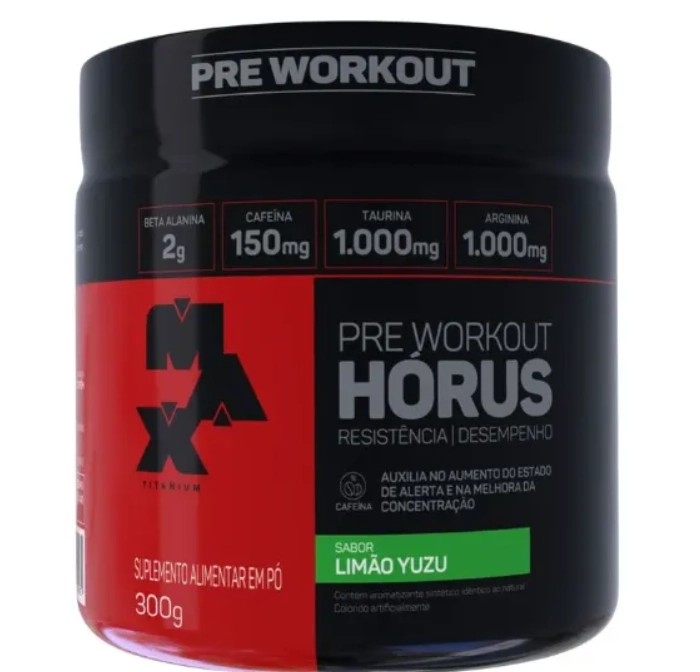 Pré Treino Horus,  Sabor Limao Yuzu, 300g,  Max Titanium 